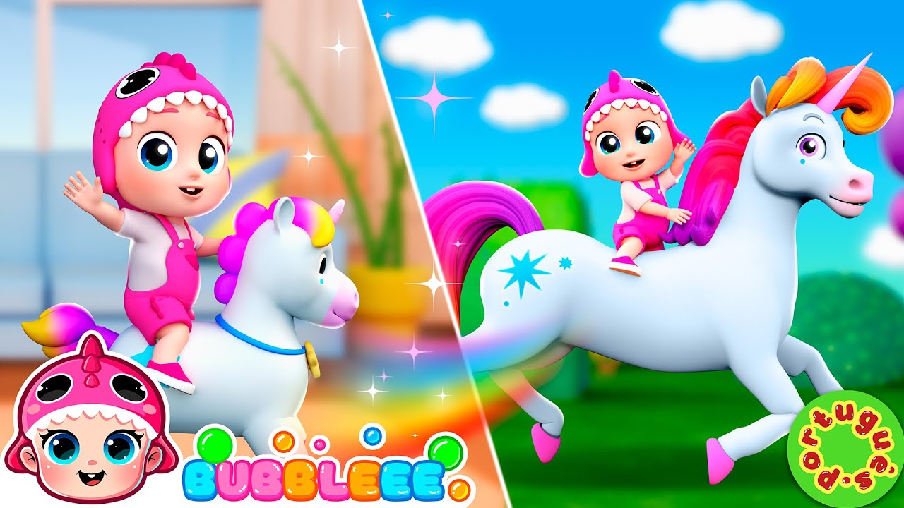 Upa Cavalinho 🌈 Aventura com Unic&oacute;rnio, Trem e Lava!  | Bubbleee Can&ccedil;&otilde;es Infantis