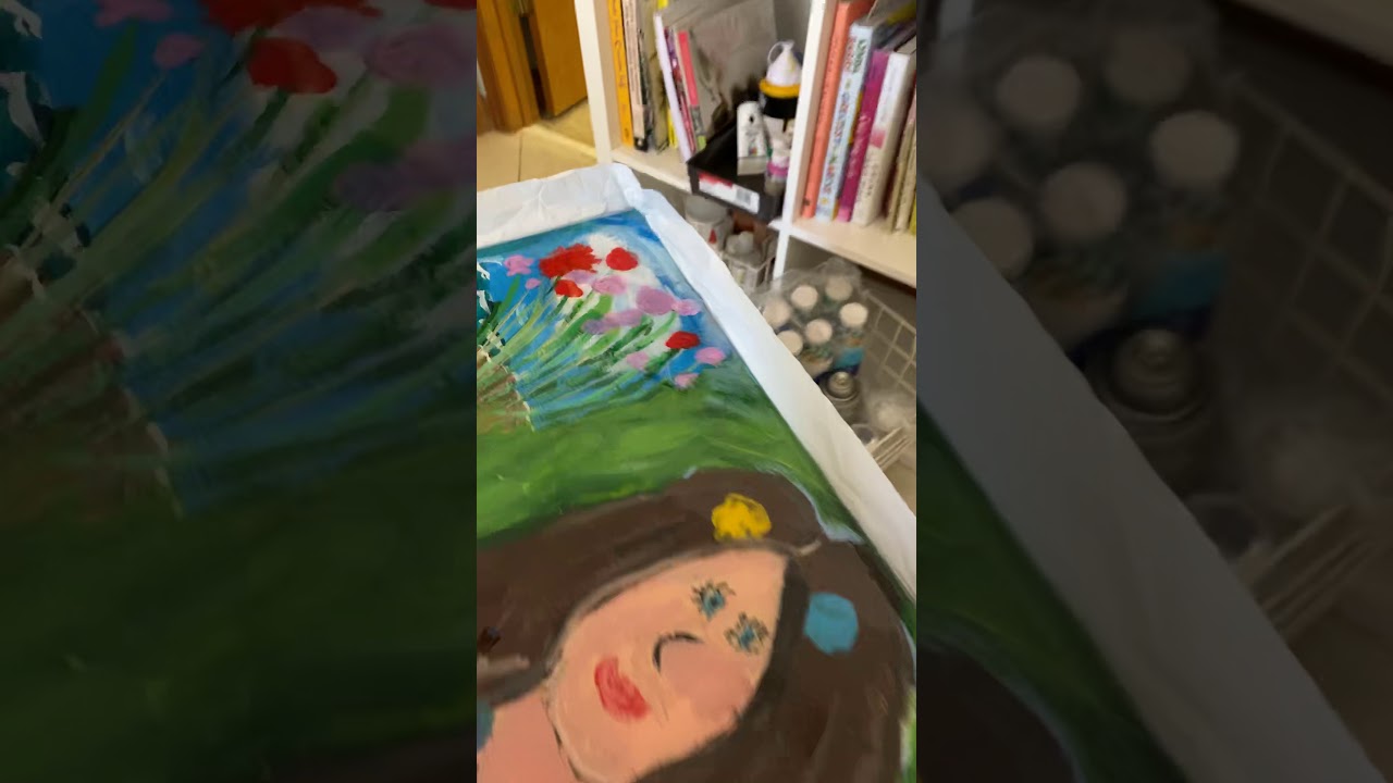 Resin pour on kid artwork collage on furniture