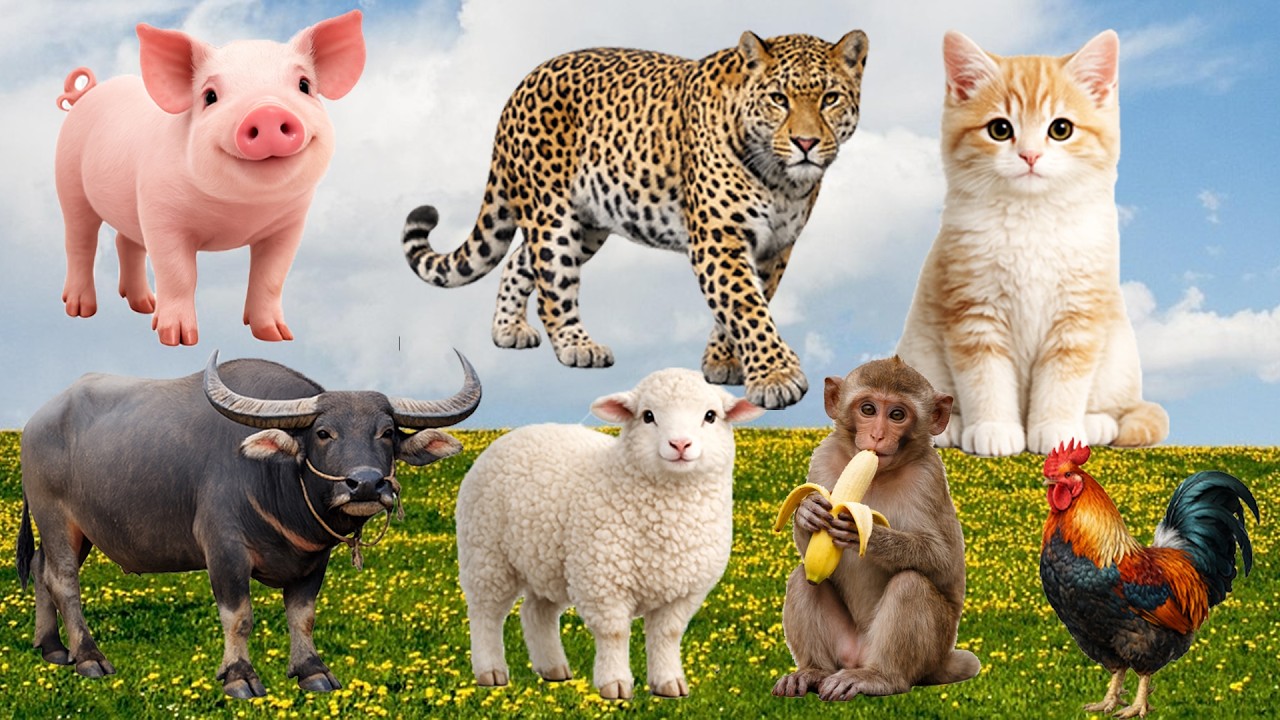 Cute Farm Animals Compilation 🐑🐐🐷  Sheep, Goat, Pig, Kitten, Puppy, Rabbit, Buffalo, Deer & Tiger