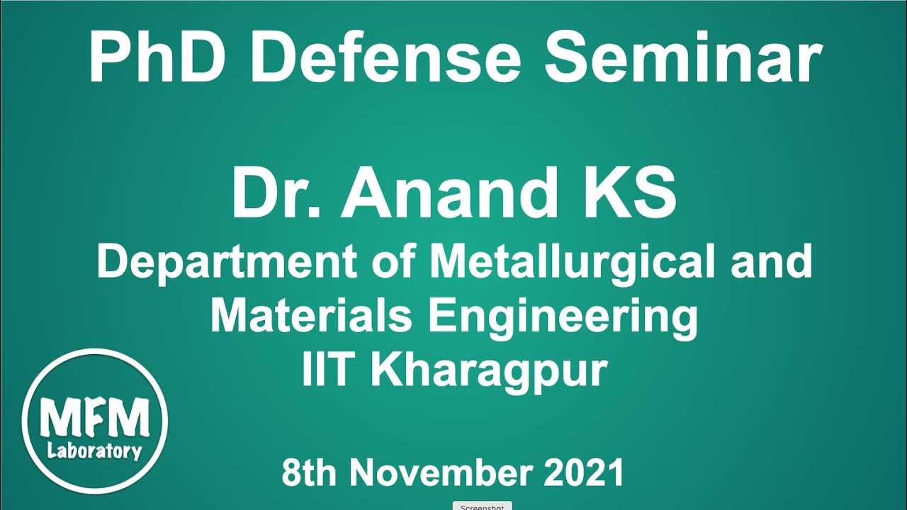 Aanand K.S. | PhD Defense Seminar | IIT Kharagpur