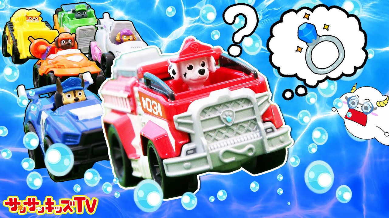 助けて！パウ・パトロール！下水道からプールに！だいじな指輪をみんなで探してあげよう！親子向け知育教育★サンサンキッズTV★