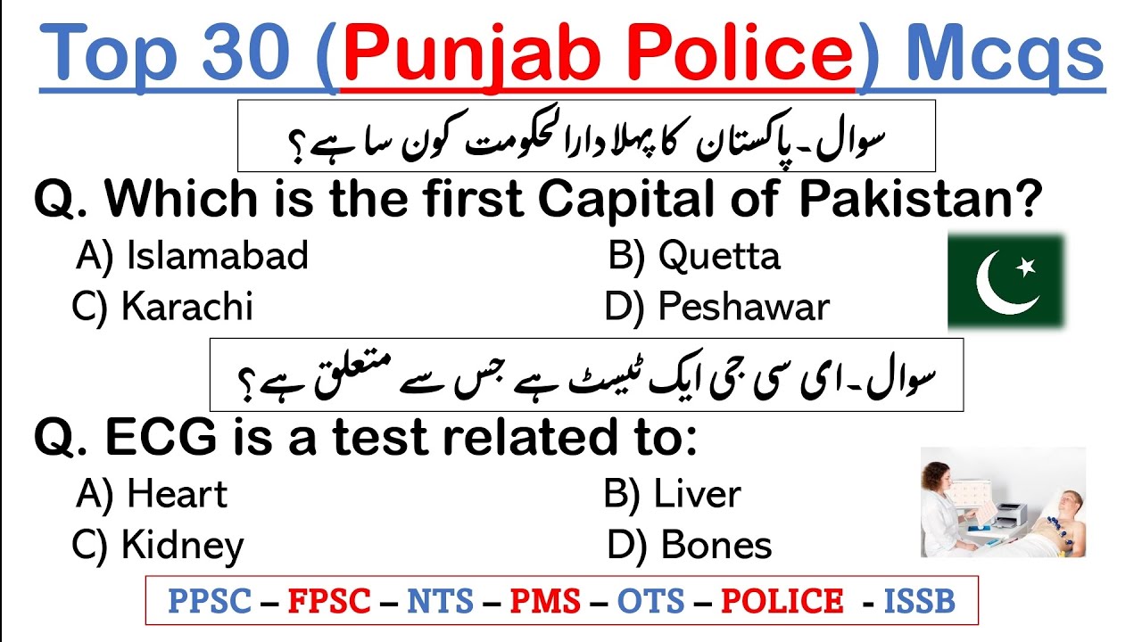 30 Most Repeated Punjab Police MCQs || Punjab Police, SPU & PHP Constable past papers