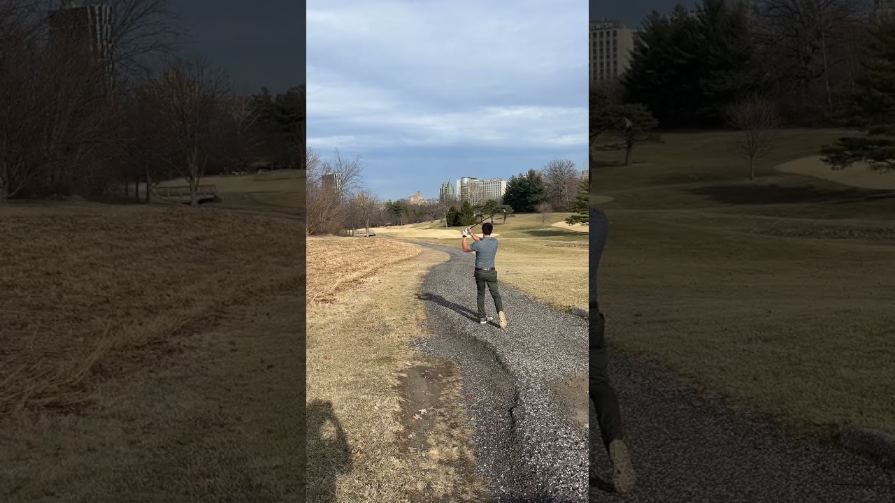 Golf Cart Path Shot to Avoid Hazard! Golf Trick Shots! Free Golf Cart Path Relief To Avoid Penalty!