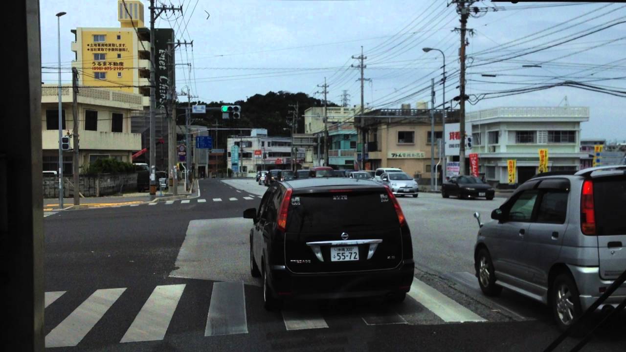 琉球バス沖縄62系統 前面展望 車窓 コザ→嘉手納/ コザ1301発