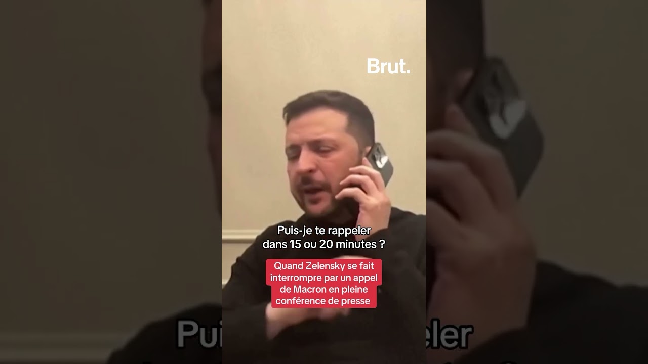When Volodymyr Zelensky is interrupted by a call from Emmanuel Macron at a press conference.