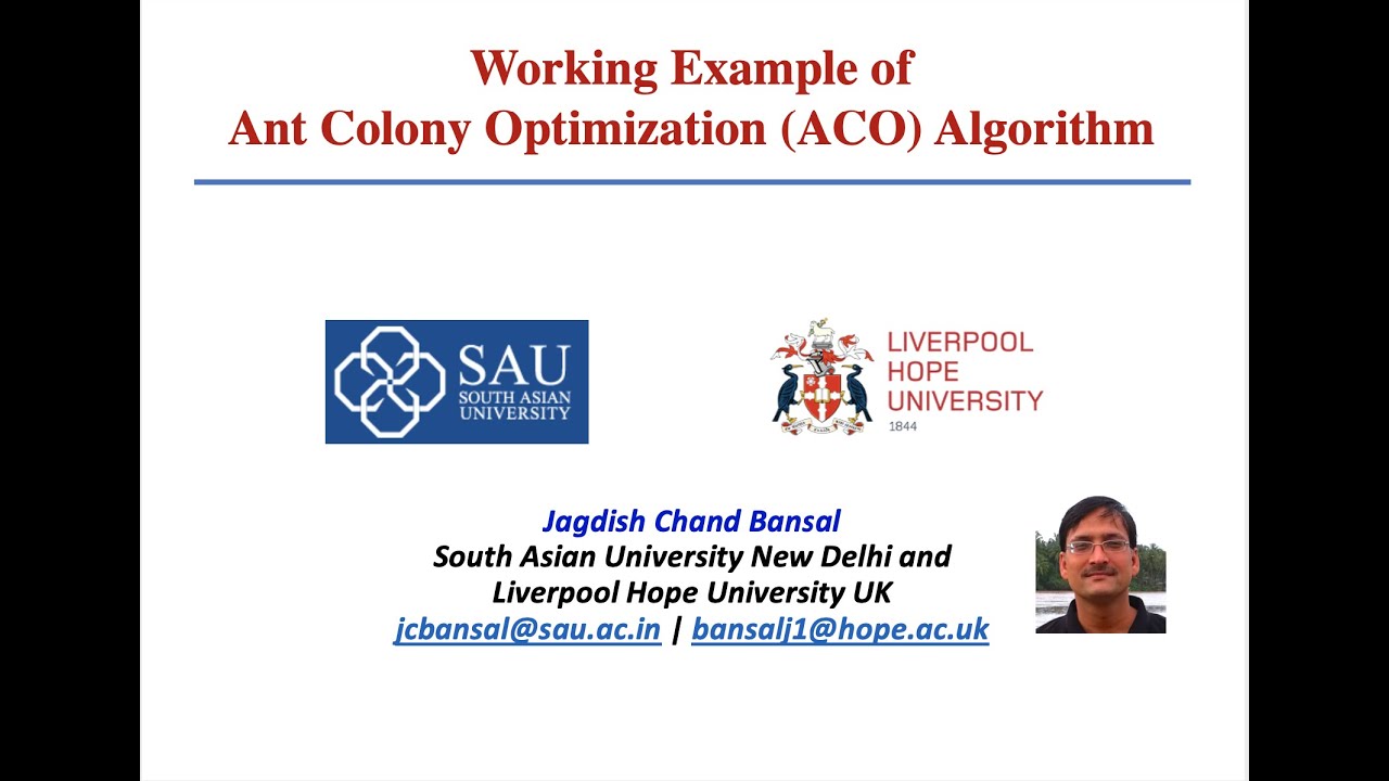Working Example of Ant Colony Optimization (ACO) Algorithm