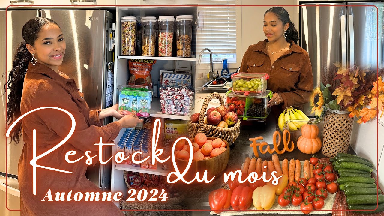 🛒mon RESTOCK du mois pour une famille de 5 + RANGEMENT du frigo et placards ✨
