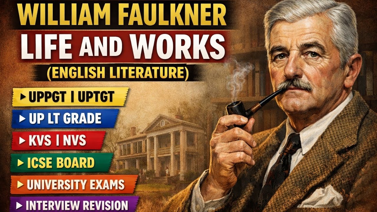 WILLIAMFAULKNER LIFE AND WORKS#competitiveexams #uppgt#kvsnvs#english #ugcnet#universityexams#video 