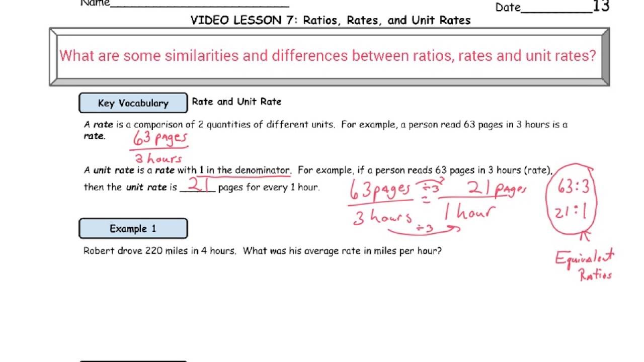 Video Lesson 07: Ratios, Rates, and Unit Rates