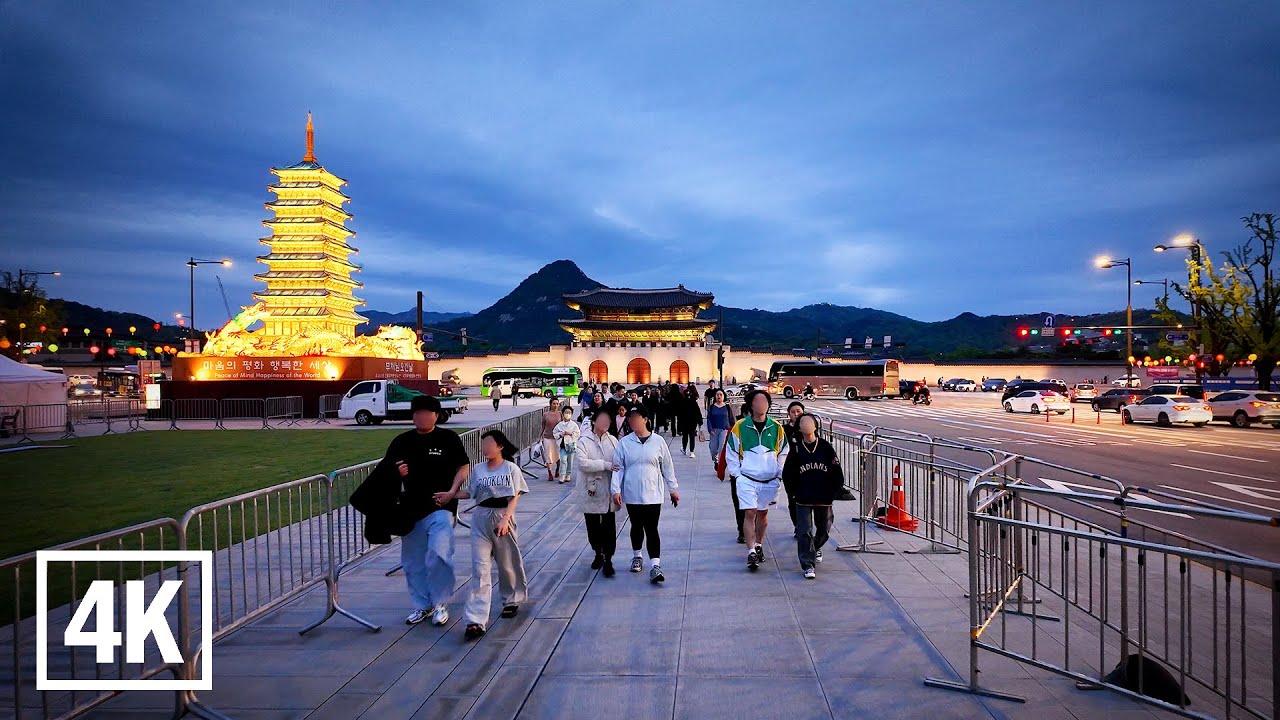🌛Night Walk in Gwanghwamun Square, Seoul l 4K HDR