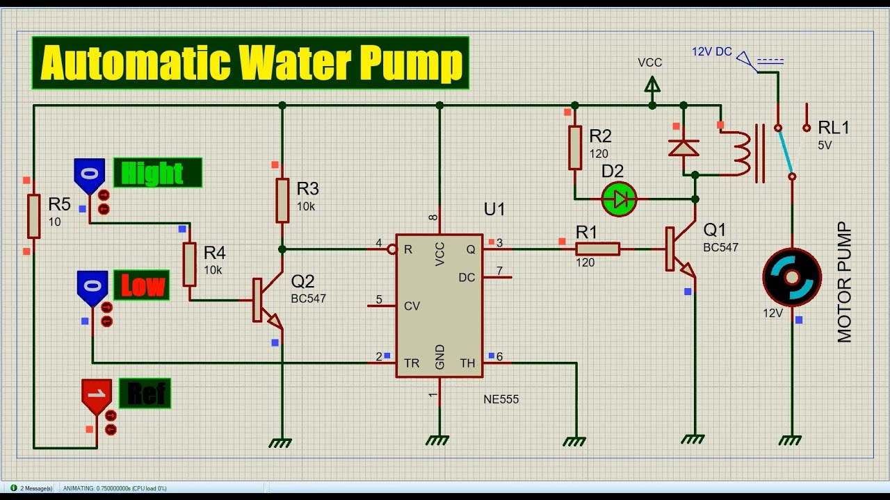 Automatic Water Pump Simulation Proteus 8