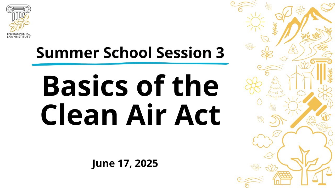 Summer School Session 3: Basics of the Clean Air Act