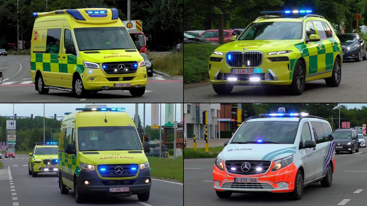 MUG BMW X7, Ziekenwagens & Nieuwe Politie Combi met spoed vanaf en naar meldingen in Turnhout!