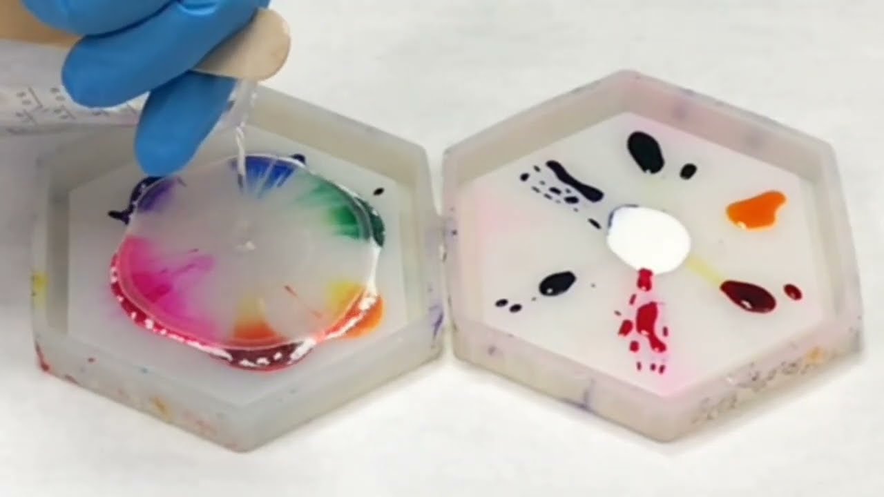 Rainbow Alcohol Ink and Resin Coasters