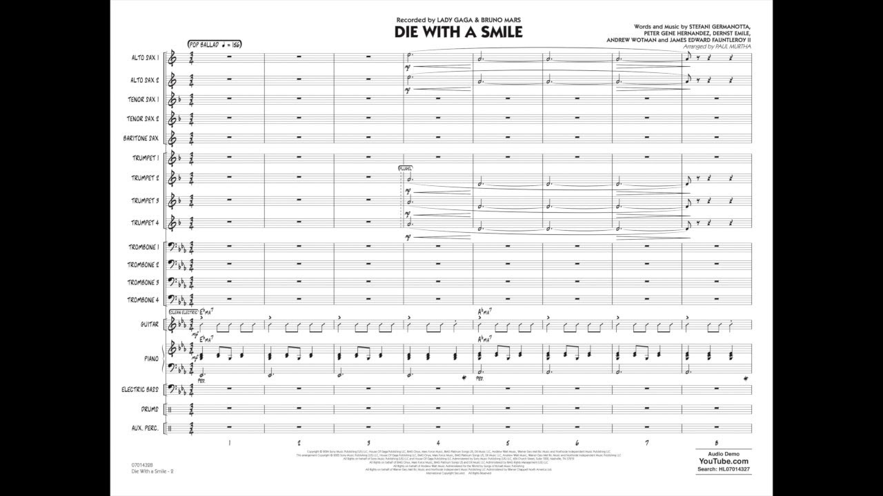 Die With a Smile by Bruno Mars and Lady Gaga | Arr. by Paul Murtha