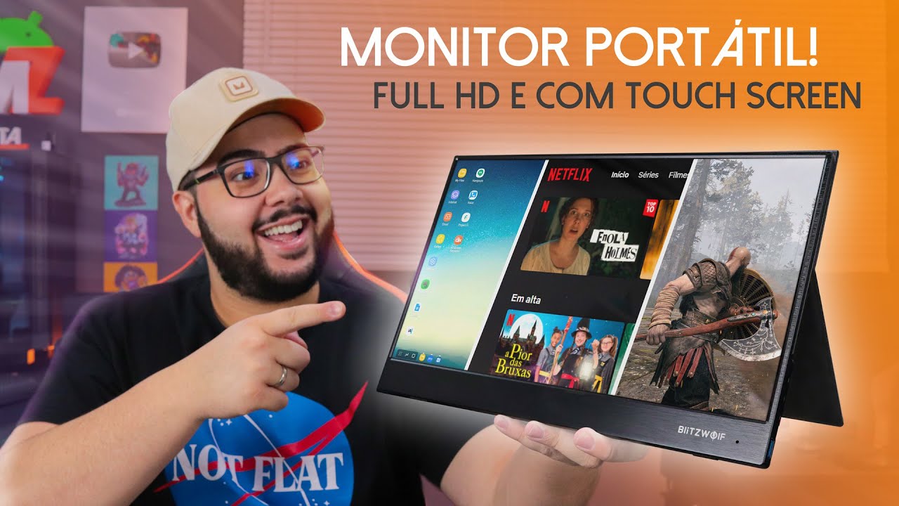 Blitzwolf PCM3 - Esse é Incível! 😍 Monitor de 15'' Portátil! Tela touch, HDR, FullHD +Som esteréo!