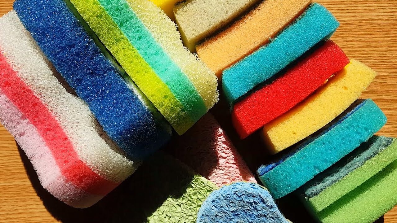 Bulk ripping old worn-out sponges (details in the description) |WATCH IN HD| ig @asmr_by_ann