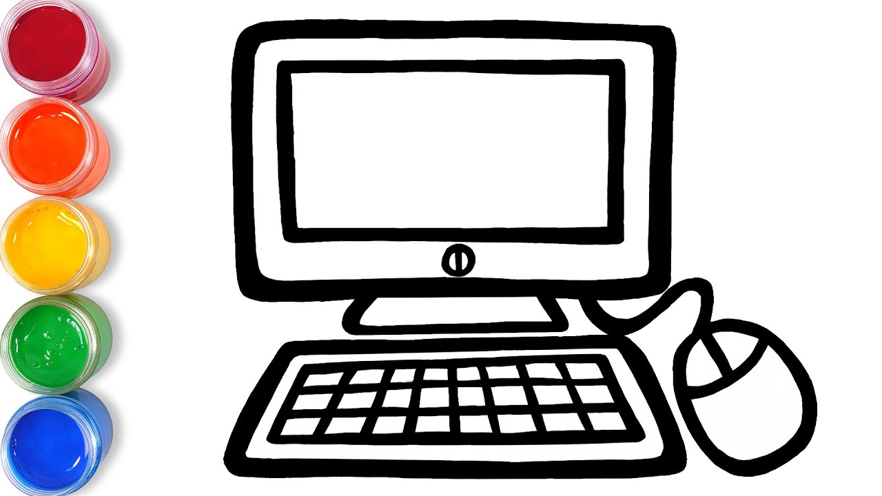 How to draw glitter Computer for kids | TOBiART