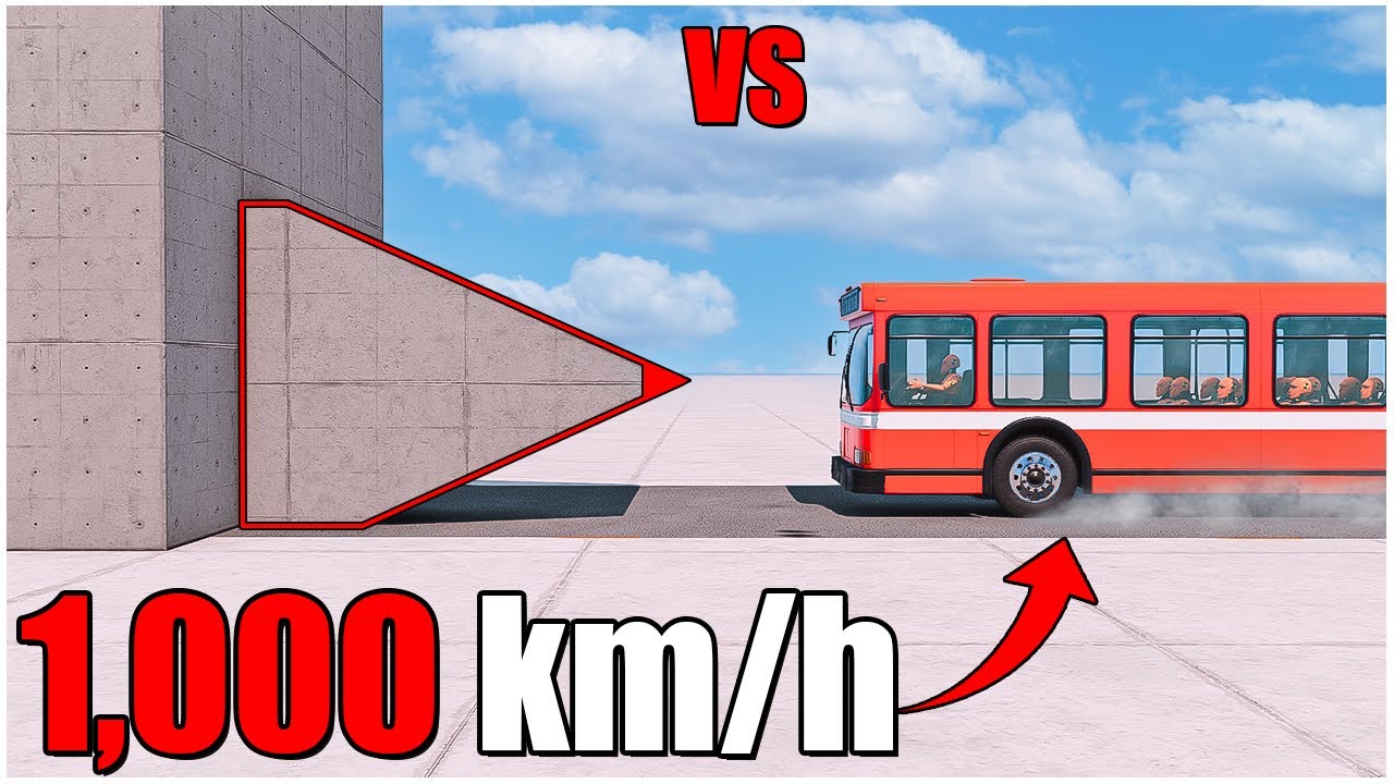 Beamng Drive | BUS (full) Dummy VS Sharp Edge Wall 1000 km\h | #cars crash test | car torture