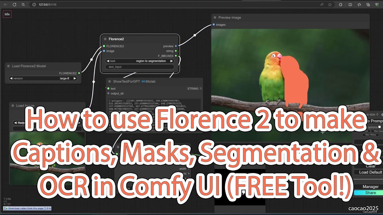 Как использовать Florence 2 для создания субтитров, масок, сегментации и распознавания текста в C...