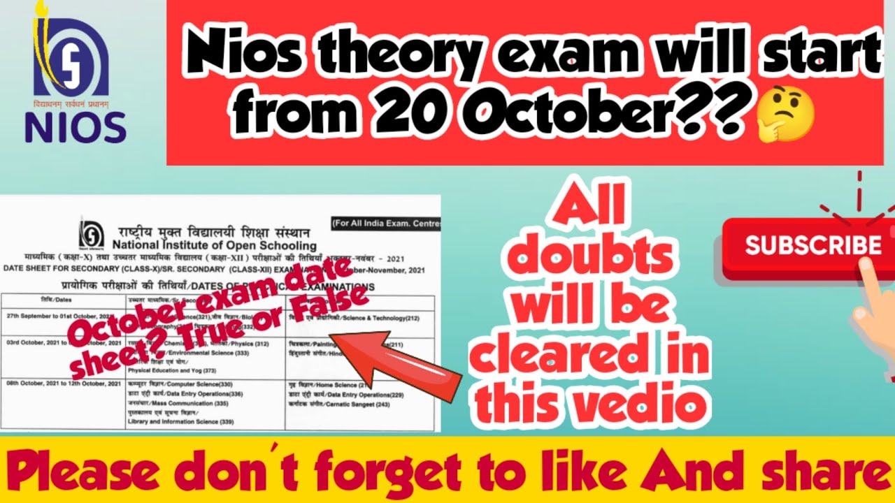 Nios October exam 2021 update।। Nios will take exam from 20 October?🤔 Nios Big news about Exam।।