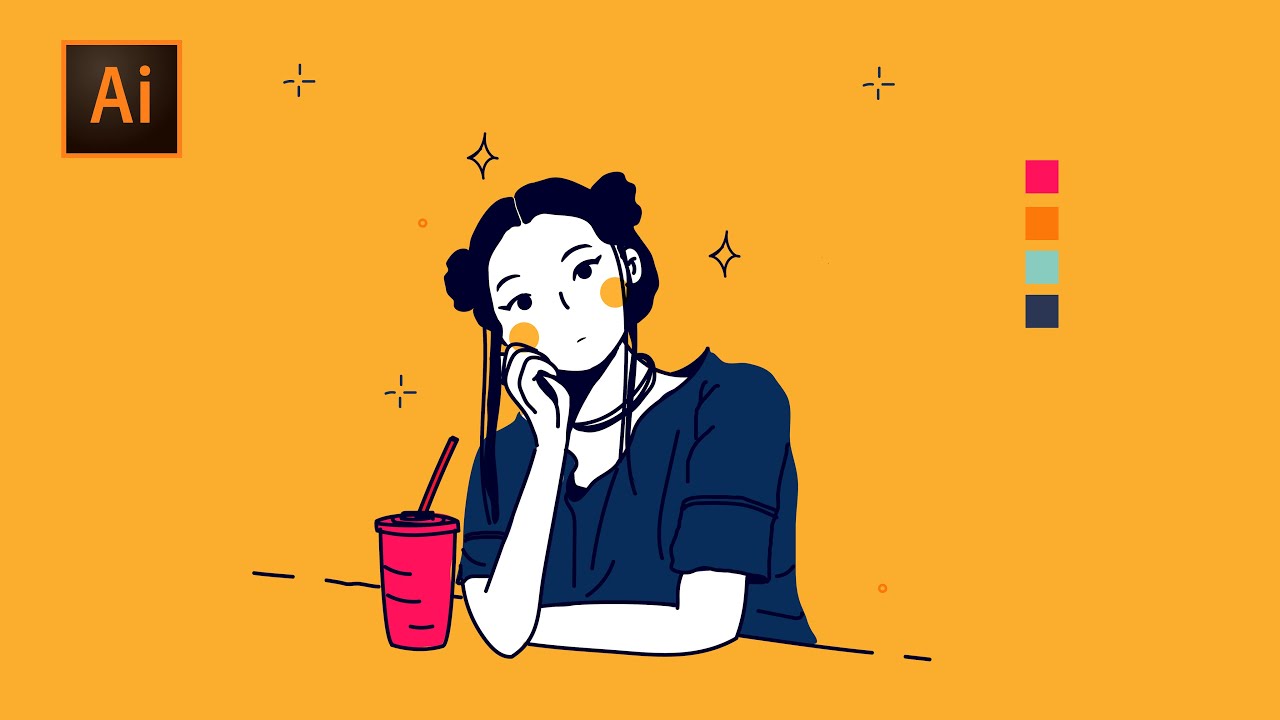 Tutorial Membuat Ilustrasi Kartun (Simple Style) - Illustrator || Adrianne Walujo style