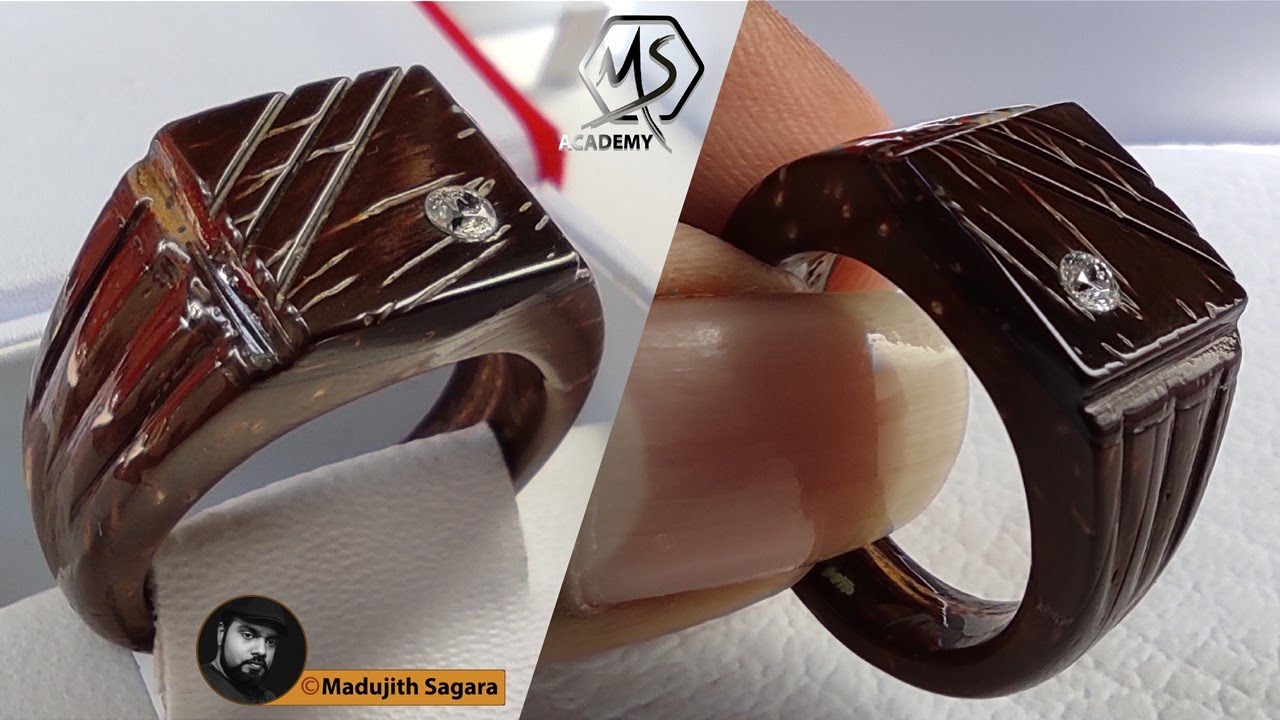 Gem embedded coconut shell ring | Detailed crafting process | Madujith Sagara