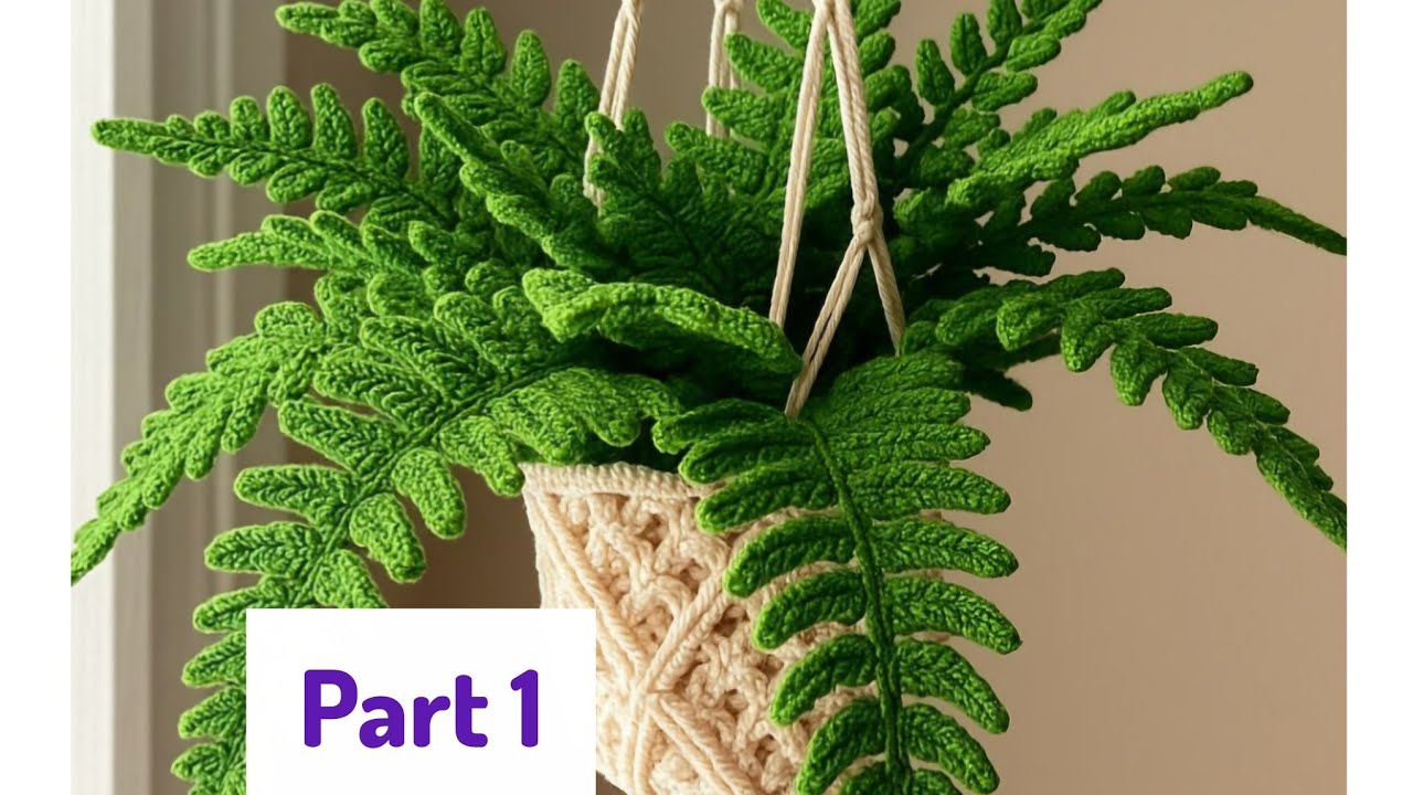 گل سرخس بافتنی🪴 آسان و سریع Crochet Fern 🌿 Easy & Quick( قسمت اول)