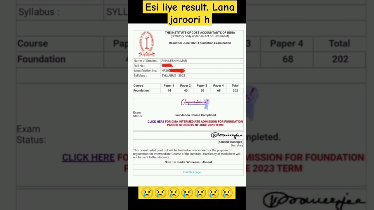 CMA foundation result 🥲🥲🥲 