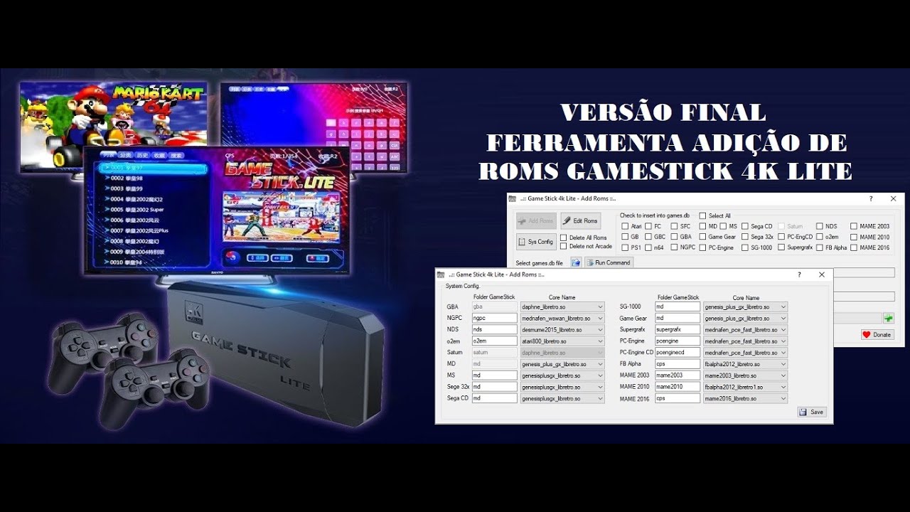 Game Stick 4k Lite / Data Frog Y3 - Versão final ferramenta para adicionar ROMS