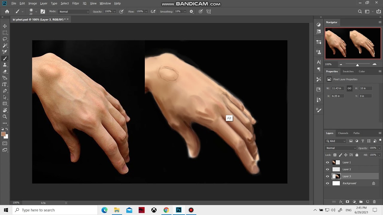 Study hand - Digital painting process