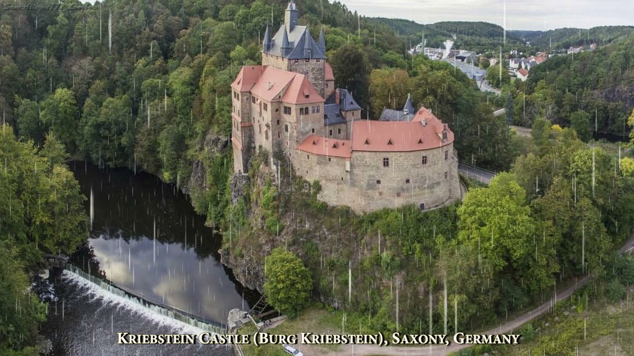 Замок Крибштайн, Саксония, Германия.Удивительная красота. Звуки дождя.