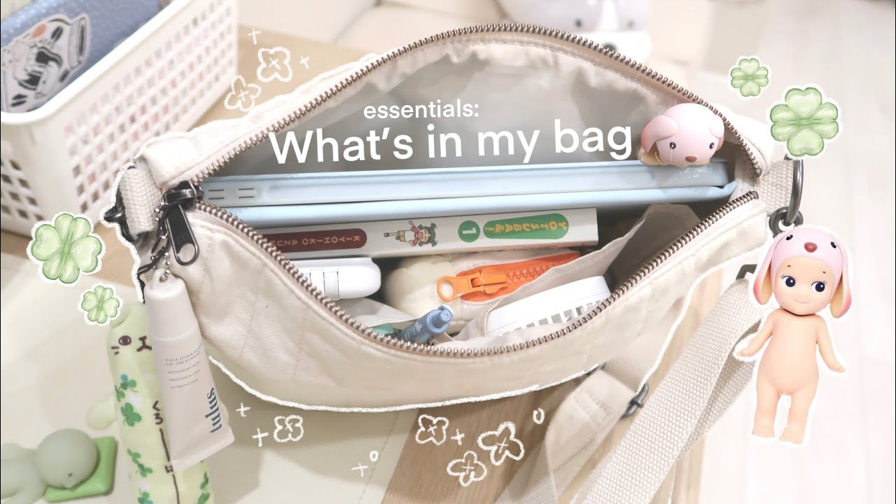 🍀 what’s in my bag: everyday essentials, aesthetic, inspo