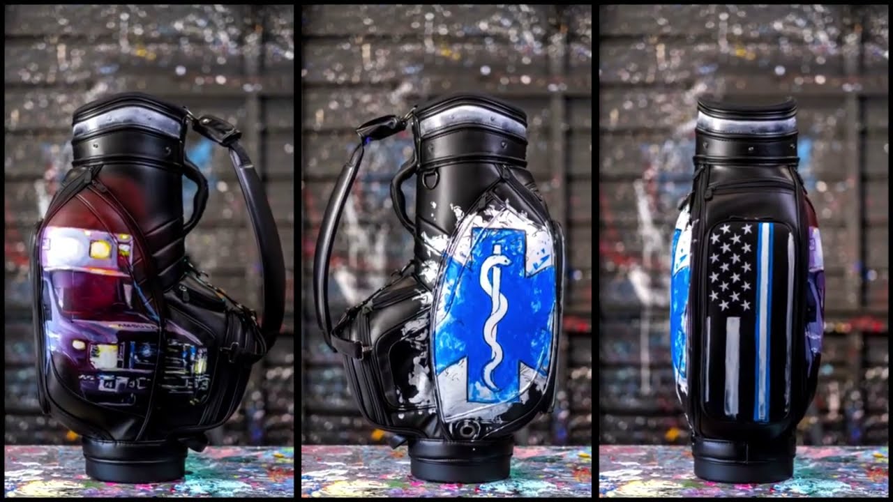 Hand-painted golf bags for Military and First Responders by Joe Everson