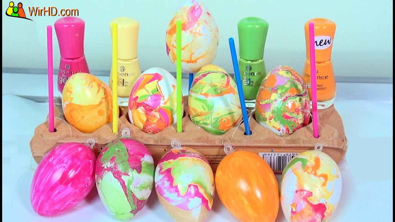 Eier färben mit Nagellack für Osterstrauß Bunte Ostereier DIY YouTube