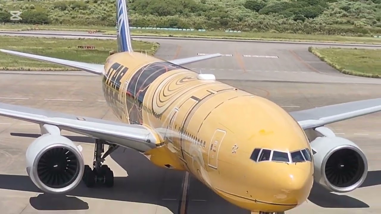 【激レア❗️】石垣空港上空たくあんJETが飛来！エンジンの唸り声が低い！　ANA BOEING777-281er　ANASTARWARSC-3POlvily