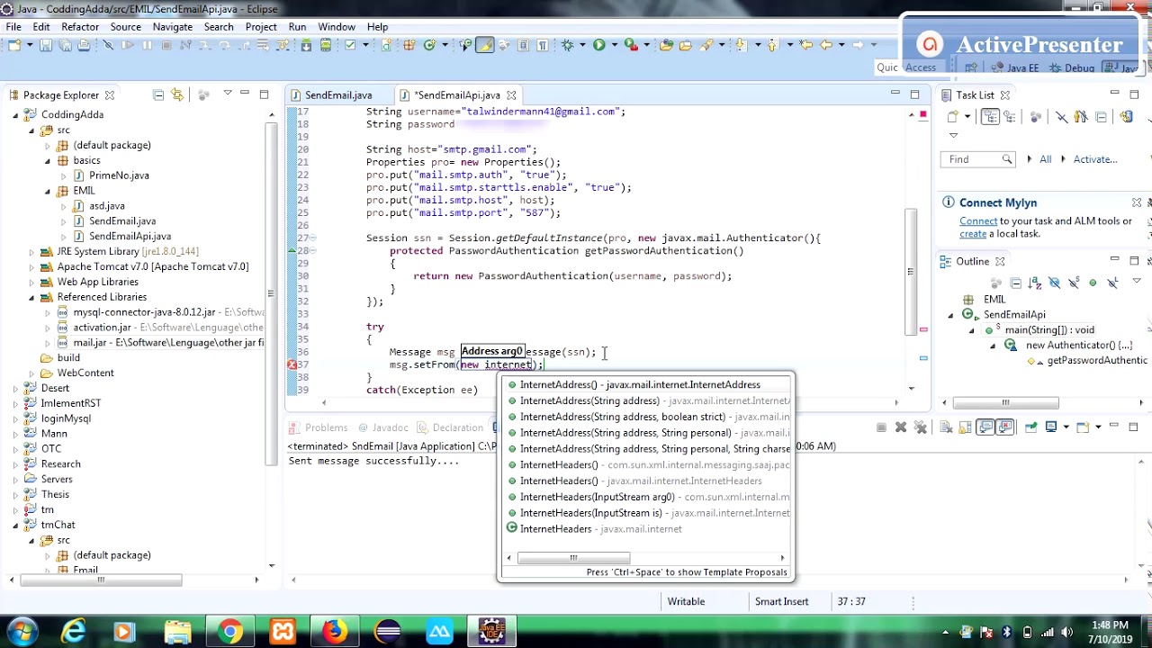 Send an email using Java Mail Api || By Coding Adda