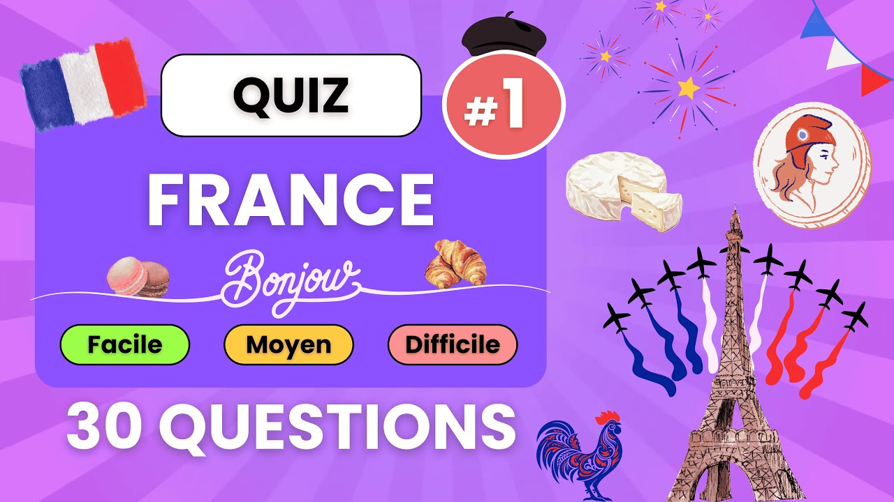 QUIZ FRANCE #1 : 30 Questions - Facile, Moyen, Difficile
