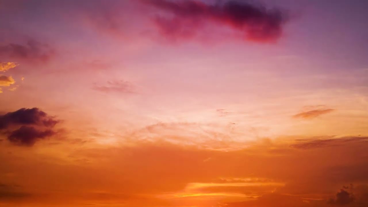 Cinematic Purple & Reddish Orange Evening Cloudy Sunset Timelapse Stock Footage (4K)