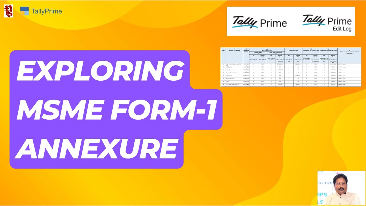 Exploring MSME Form-1 Annexure in TallyPrime
