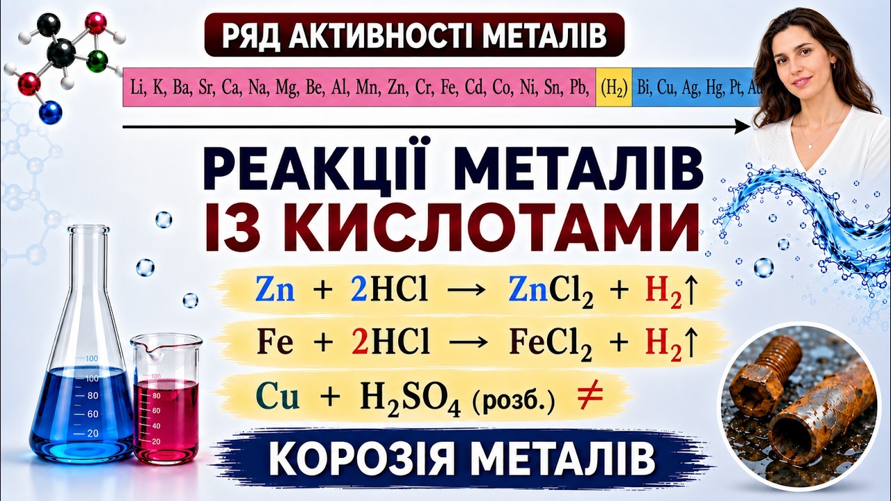 ЛАЙФХАКИ ДЛЯ ЗНО ХІМІЯ | РЯД АКТИВНОСТІ МЕТАЛІВ | РЕАКЦІЇ МЕТАЛІВ З КИСЛОТАМИ