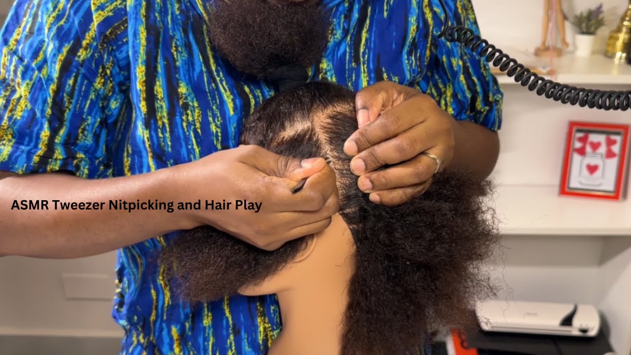 ASMR Nitpicking with Tweezers and Relaxing Hair Play