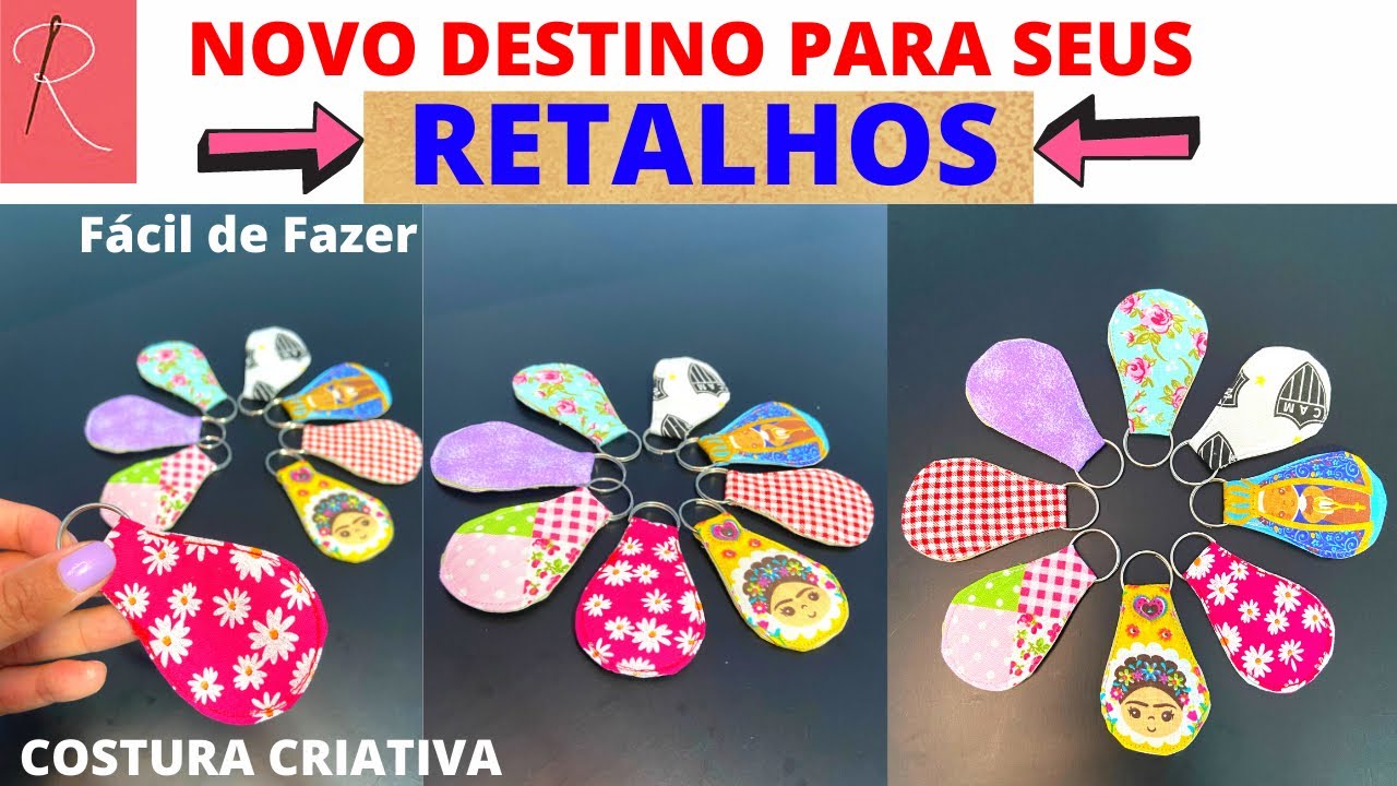 COMO FAZER CHAVEIRO DE RETALHOS - CHAVEIRO MAIS FÁCIL DO MUNDO