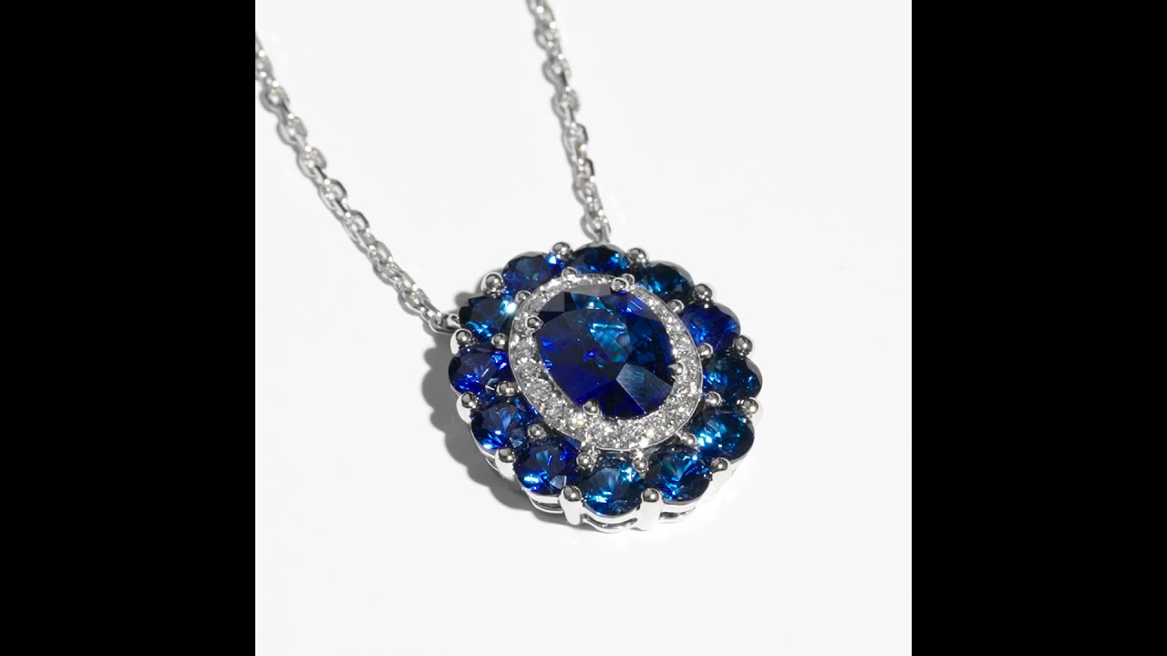 Garrard 1735 Double Colour Cluster Sapphire Pendant