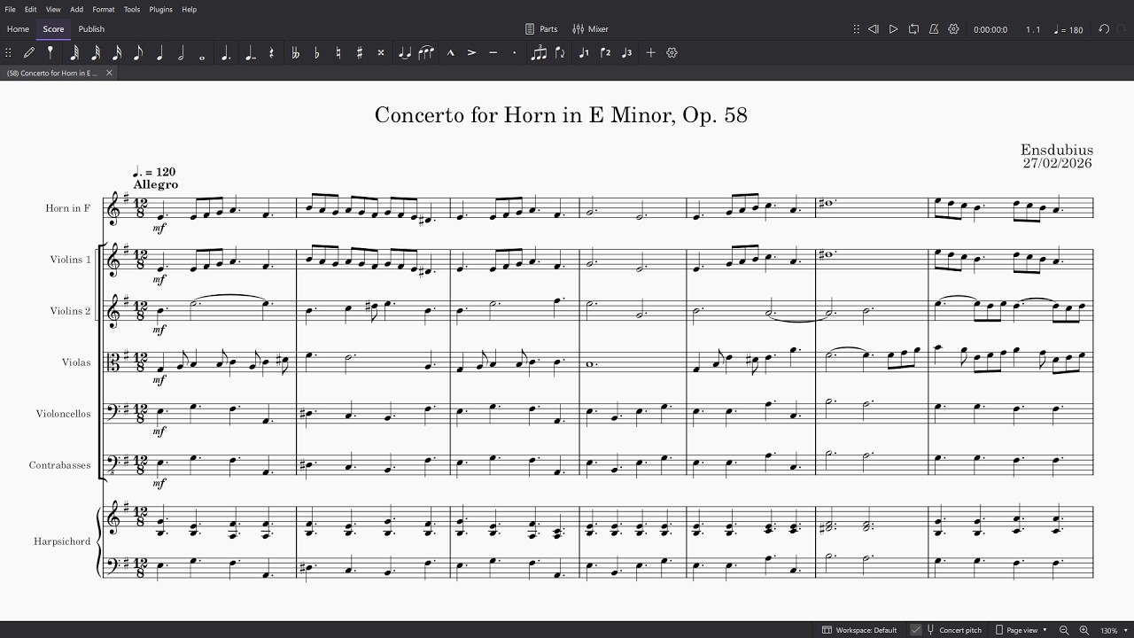 Concerto for Horn in E Minor, Op. 58