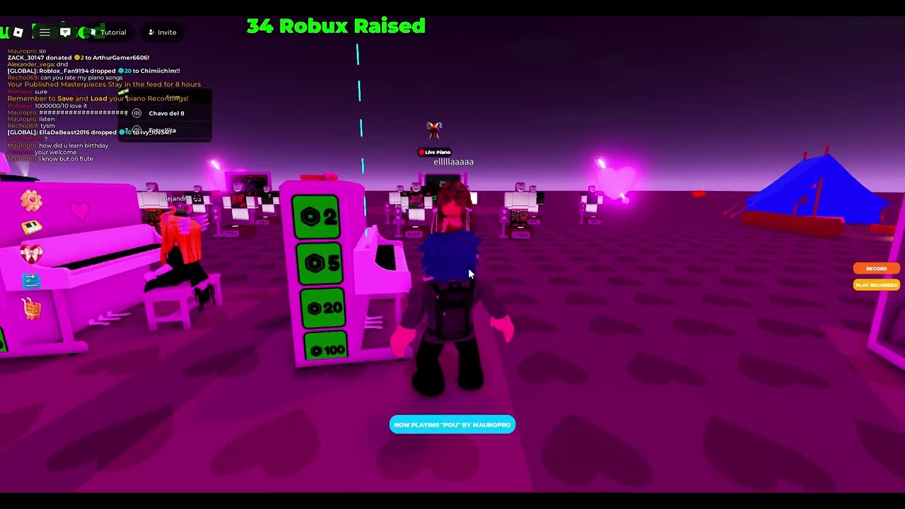 playing piano on roblox