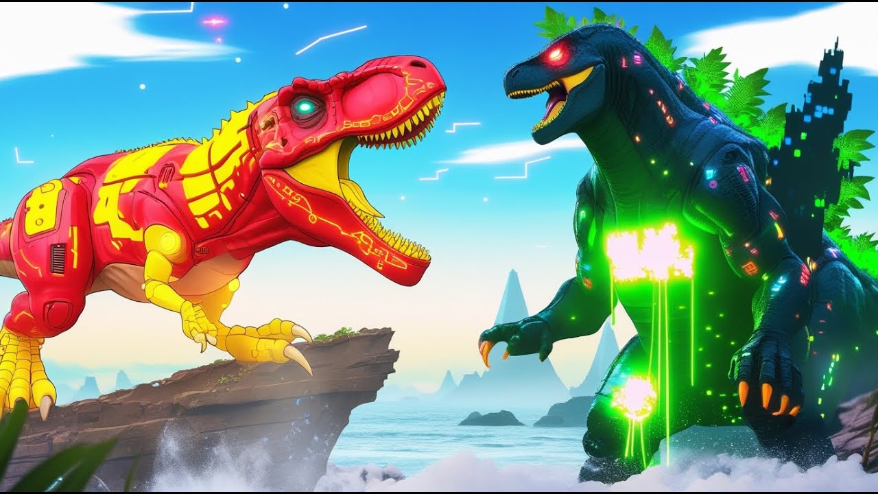 All flash T Rex vs King Dinosaurs Battle in Jurassic World Dinosaurs Rescue Evolution