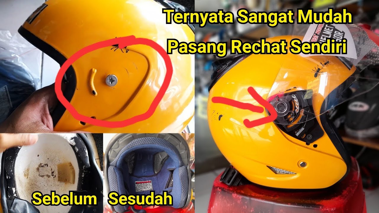 CARA PASANG RACHET KACA HELM - TUTORIAL  BIKIN HELM STANDAR JADI HELM CENTRO - Cara Pasang Rel Kaca