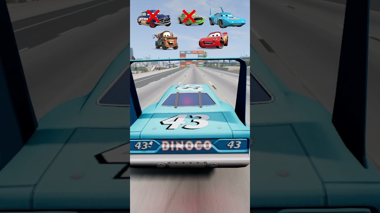 Pixar Cars vs Mega High Container Jump Test &ndash; BeamNG.drive 🚗📦💥 #shorts