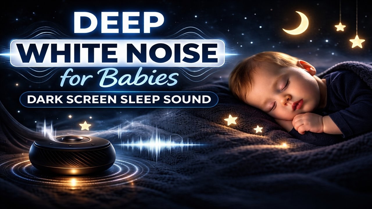 Deep White Noise for Baby Sleep | Dark Screen | For Gassy & Reflux Babies | 1 Hour
